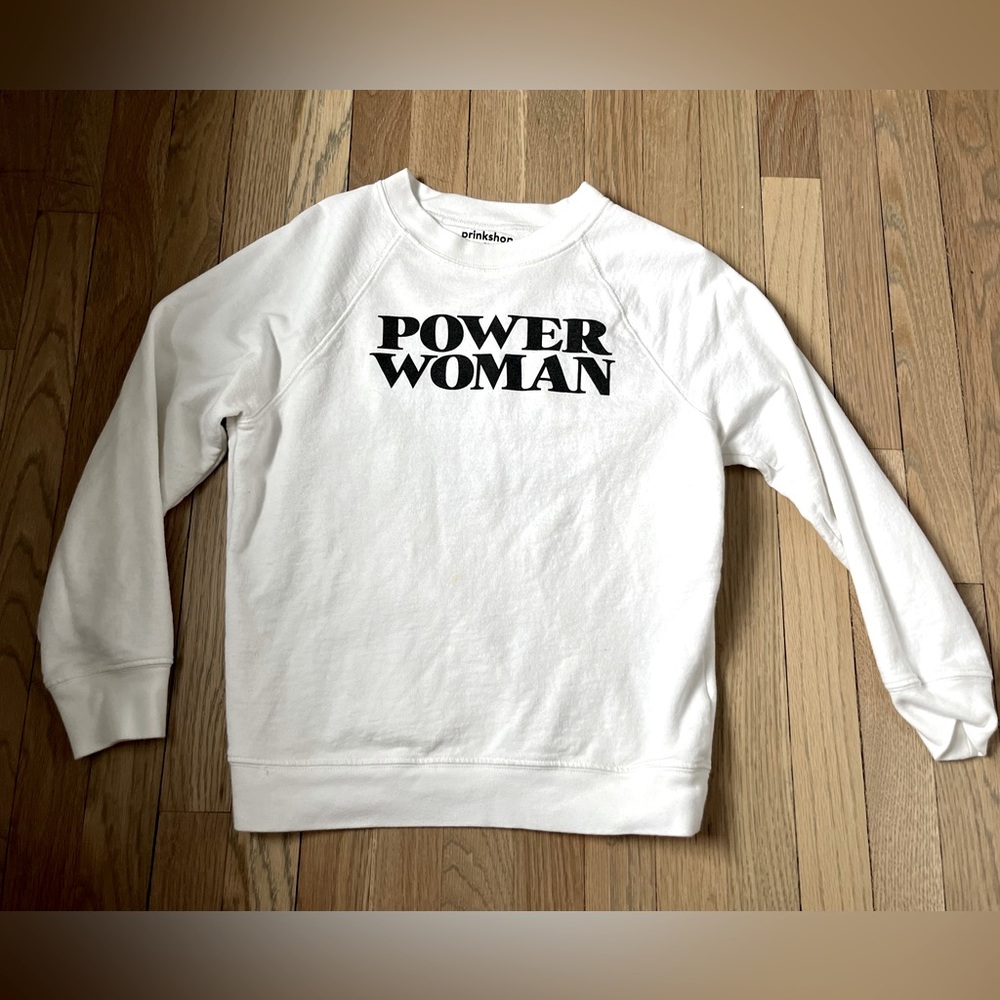 J.Crew X prinkshop "Pow-er Woman" sweatshirt. Color: IVORY. Size: SMALL.
